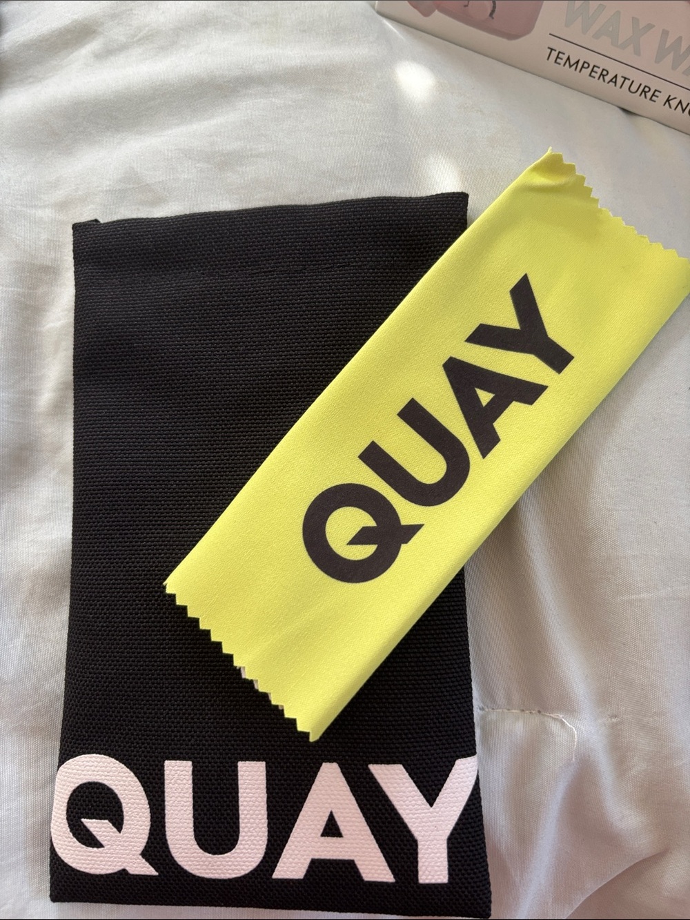 Quay Australia Black Pouch with Yellow Microfiber Cloth
